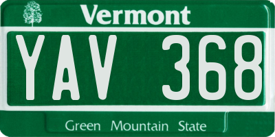 VT license plate YAV368