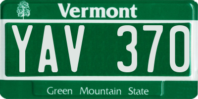 VT license plate YAV370