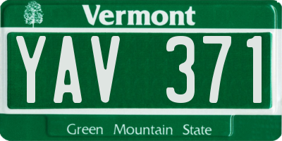 VT license plate YAV371