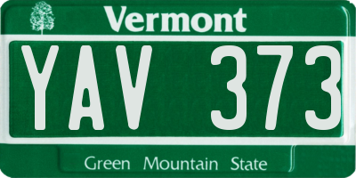 VT license plate YAV373