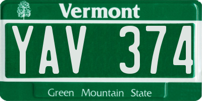 VT license plate YAV374