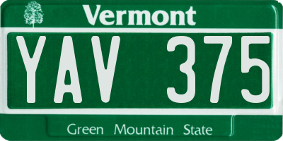 VT license plate YAV375