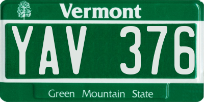 VT license plate YAV376