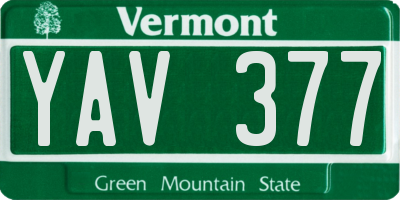 VT license plate YAV377