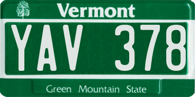 VT license plate YAV378