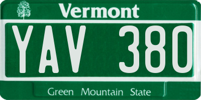 VT license plate YAV380