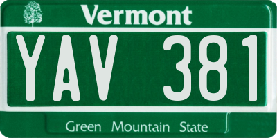 VT license plate YAV381