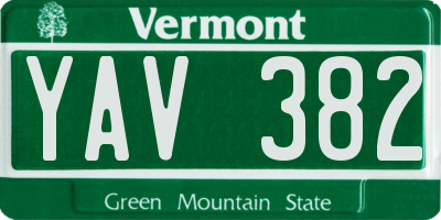 VT license plate YAV382