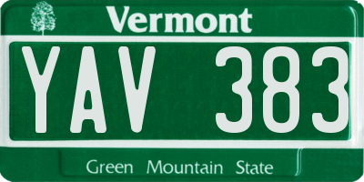VT license plate YAV383