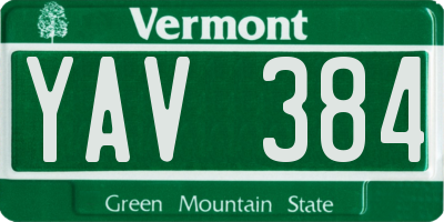 VT license plate YAV384