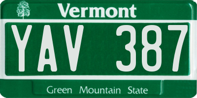 VT license plate YAV387