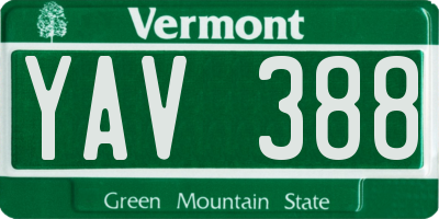 VT license plate YAV388