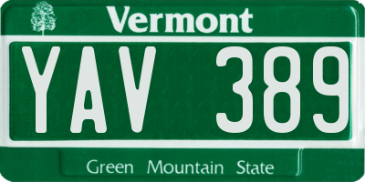 VT license plate YAV389