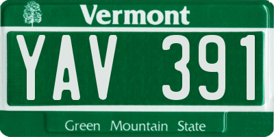VT license plate YAV391