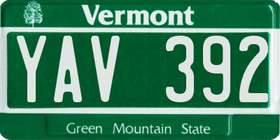 VT license plate YAV392