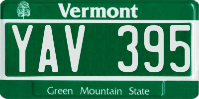 VT license plate YAV395