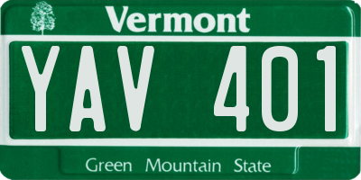 VT license plate YAV401