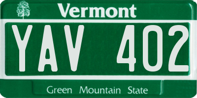 VT license plate YAV402