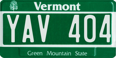 VT license plate YAV404