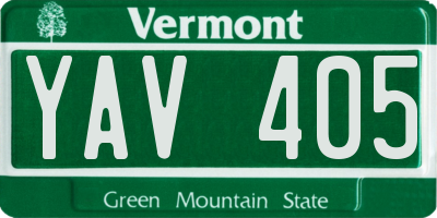VT license plate YAV405