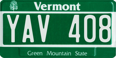 VT license plate YAV408