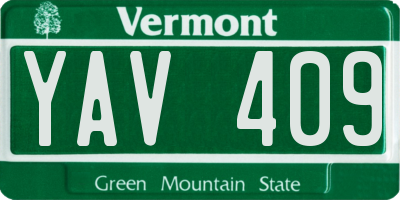 VT license plate YAV409