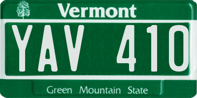 VT license plate YAV410