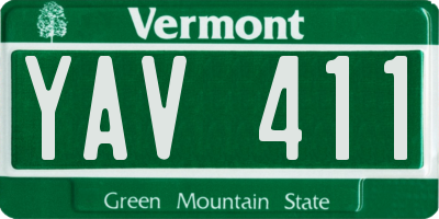 VT license plate YAV411