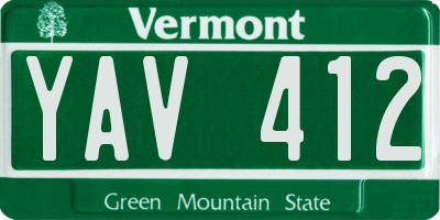 VT license plate YAV412