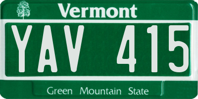 VT license plate YAV415