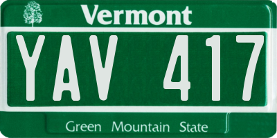 VT license plate YAV417