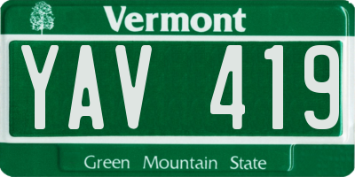VT license plate YAV419