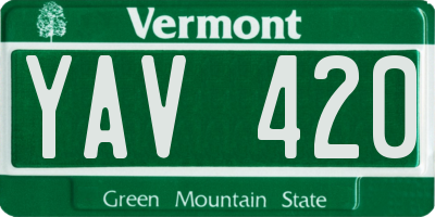 VT license plate YAV420