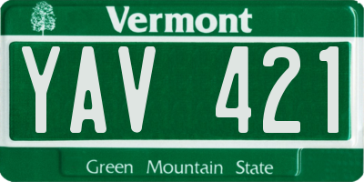 VT license plate YAV421