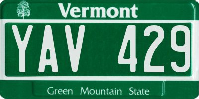 VT license plate YAV429