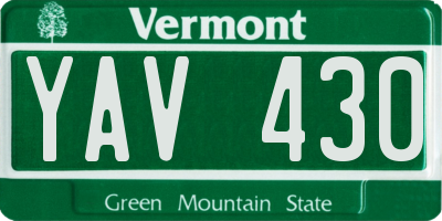 VT license plate YAV430