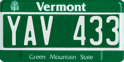 VT license plate YAV433