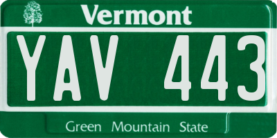 VT license plate YAV443