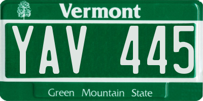VT license plate YAV445