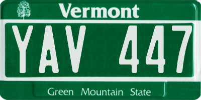 VT license plate YAV447