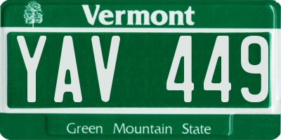 VT license plate YAV449