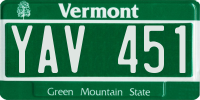 VT license plate YAV451