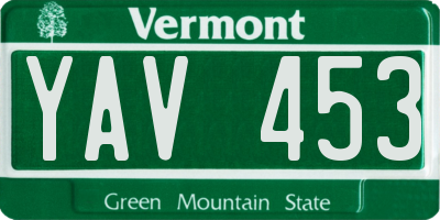 VT license plate YAV453
