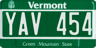 VT license plate YAV454