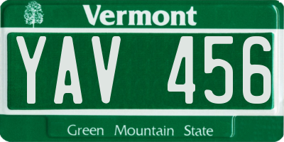 VT license plate YAV456