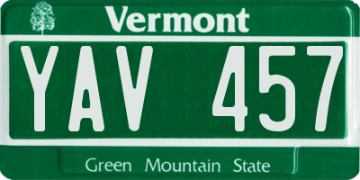 VT license plate YAV457