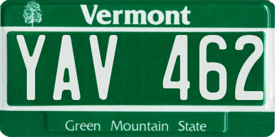 VT license plate YAV462