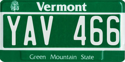 VT license plate YAV466