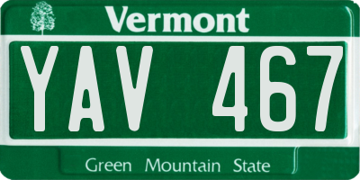 VT license plate YAV467