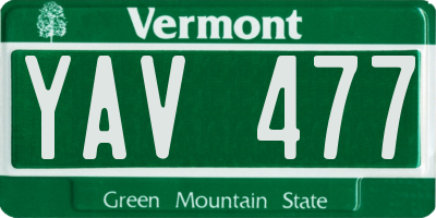 VT license plate YAV477